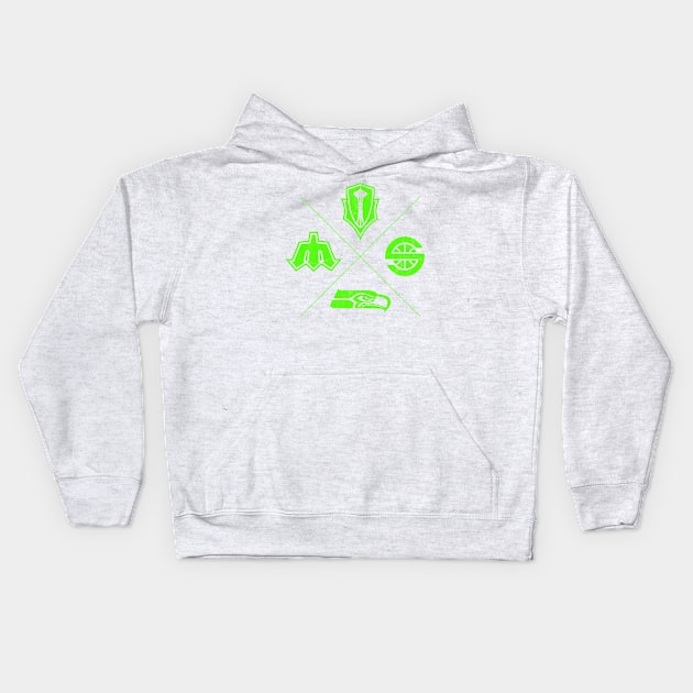 My SEA Team - Fab 4 Green (RETRO) Kids Hoodie by gabradoodle